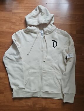 Disney Cream Zip-Up Hoodie with Black 'D' Logo
